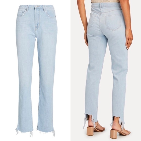 NWT L’AGENCE 90s High Rise Distressed Denim Ankle Crop Fray Hem Straight Jean 25 - Picture 7 of 10
